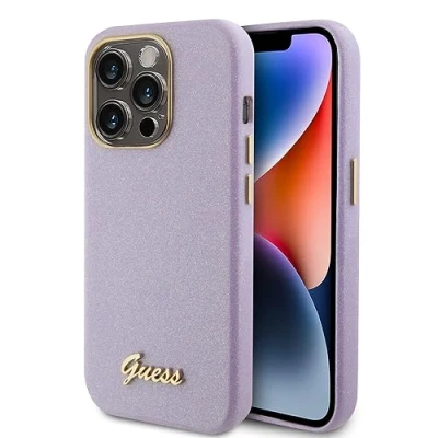 Abbildung von Guess GUHCP15XPGMCSL Hülle für iPhone 15 Pro Max 6.7&quot; lila hardcase Glitter Glossy Script