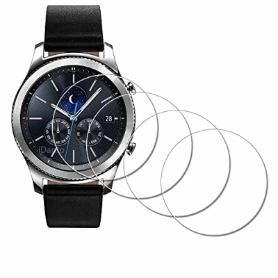 Abbildung von iDaPro Glas schutzfolie für SAMSUNG GEAR S3 FRONTIER/Gear Classic 46mm Smartwatch, Panzer Screen Protector Folie 9H Härte Gehärtetes Einfache Installation [4 Stück]