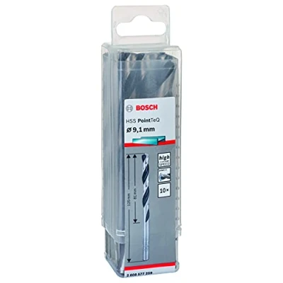 Abbildung von Bosch Professional 10 Stück HSS Spiralbohrer PointTeQ (für Metall, 9,1 x 81 125 mm, Zubehör Bohrschrauber)