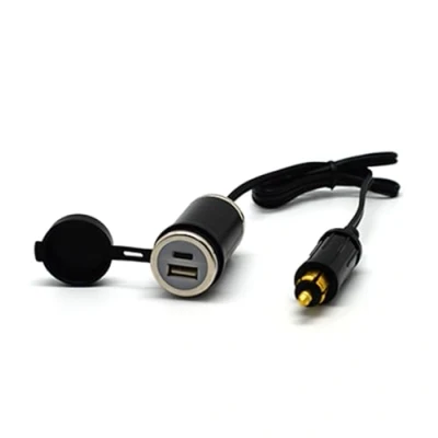 Abbildung von Cliff Top DIN USB Ladegerät 36W PD C und QC 3.0 Stecker Adapter für Buchse, kompatibel mit BMW Ducati Triumph Motorräder (Kabelverlängerung)