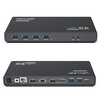 Abbildung von USB C Laptop Docking Station, WAVLINK A/USB DockingStation für Windows und MAC OS, Einzel 5K/Dual 4K @60Hz mit 65W Ladestation, 2 HDMI &amp; DP, Gigabit Ethernet, 6 3.0 Ports, Audio/Mic