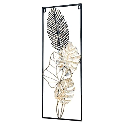 Abbildung von Levandeo® Wandbild, Metallbild H74cm Wandbild Gold Weiß Schwarz Wanddeko Metall