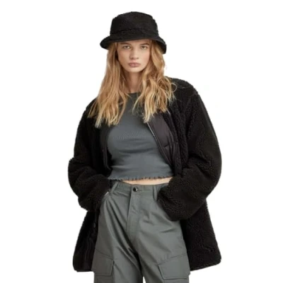 Abbildung von G Star LONG Teddy Women Fleecejacke, Damen, Größe: Medium, Dk black