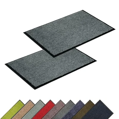 Abbildung von ASTRA Hochwertige Schmutzfangmatte Fussmatte innen bei 30 C waschbare Fußmatte Rutschfester Läufer Schuhablage Flur grau 60x90 cm 2er Set