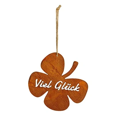 Abbildung von levandeo Schild Kleeblatt D18cm Glück Gartendeko Türschild Edelrost Wandbild Rostdeko Deko Rost Gartenschild Geschenkidee