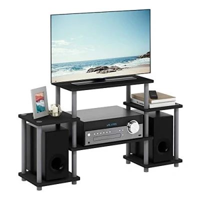 Abbildung von Furinno Turn N Tube TV Schrank, Fernsehtisch, Regal, Spanplatte, Schwarz/Grau, 105.4 (B) x 58 (H) 29.5 (T) cm