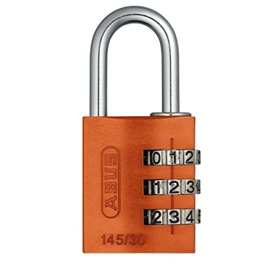 Abbildung von ABUS Zahlenschloss 145/30 Orange Kofferschloss, Spindschloss u. v. m. Aluminium Vorhängeschloss individuell einstellbarer Zahlencode Sicherheitslevel 3