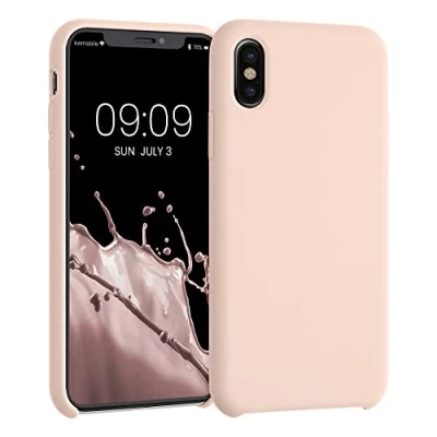 Abbildung von kwmobile Hülle kompatibel mit Apple iPhone X Silikon Handy Case Handyhülle weiche Oberfläche kabelloses Laden Coconut Swirl