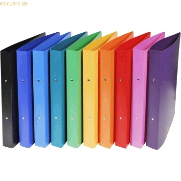 Abbildung von 20 x Exacompta Ringbuch Uni A4 Maxi PP 2 Ringe 30mm farbig sortiert