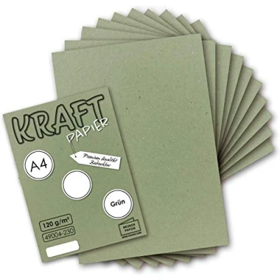 Abbildung von 100 Blatt Vintage Kraftpapier in Grün DIN A4 120g grünes Recycling Papier, komplett ökologischer Brief Bogen Briefpapier UmWelt by GUSTAV NEUSER