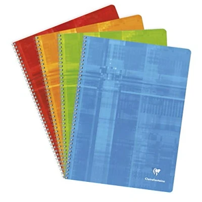 Abbildung von Clairefontaine 8352C Heft mit Spiralbindung DIN A4+ 24x32 cm, 90 Blatt, kariert, 90g, farbig sortiert, 1 Stück