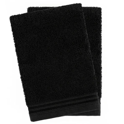 Abbildung von Hammetex 2er Set Waschhandschuh 15x22 cm, 100% Baumwolle mit Waschlappen Waschen Frottier, Superwuschel Weiche Qualität Strapazierfähig, Schwarz