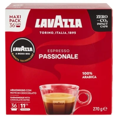 Abbildung von Lavazza, A Modo Mio Passionale, 256 Kaffeekapseln, für einen Espresso mit Noten von Karamell und Schokolade, 100% Arabica, Intensität 11/13, dunkle Röstung, 16 Packungen x Kapseln