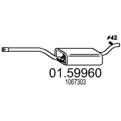 Abbildung von MTS 01.59960 Mittelschalldämpfer 1370 FORD: Focus Mk1 Schrägheck, Kombi, Limousine