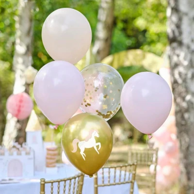Abbildung von Ginger Ray Prinzessinnen Party Ballon, Pink &amp; Gold, 5 Stück