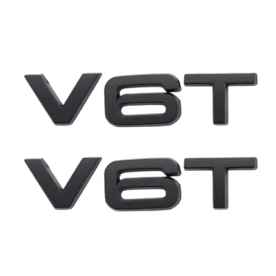 Abbildung von 2 Stück V6T Emblem Aufkleber ist anwendbar für alle Fahrzeug Kofferraumtüren und Fensterdekoration (Mattschwarz)