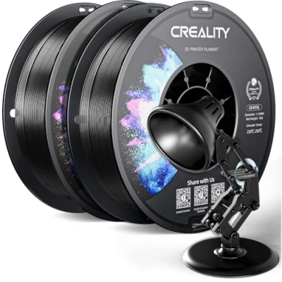 Abbildung von Creality PETG Filament 1.75mm, Hohe Präzision, Starke Zähigkeit, Geruchlos, Besserer Fluss, 2kg 3D Drucker Filament, 1.75mm Maßgenauigkeit +/ 0.03mm, Schwarz 2 Stück