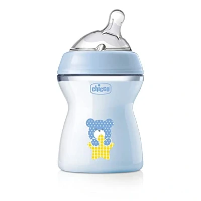 Abbildung von Chicco Natural Feeling Anti Kolik Babyflasche für 2+ Monate, 250 ml, mit Weichem Silikonsauger und Doppelventil, Natürliches Instinktives Gefühl beim Saugen, Kunststoffflasche