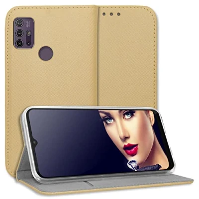 Abbildung von mtb more energy® Schutz Tasche Smart Magnet kompatibel mit Motorola Moto G10, G20, G30 (6.5&#039;&#039;) Gold Bookstyle Klapp Cover Hülle Wallet Case