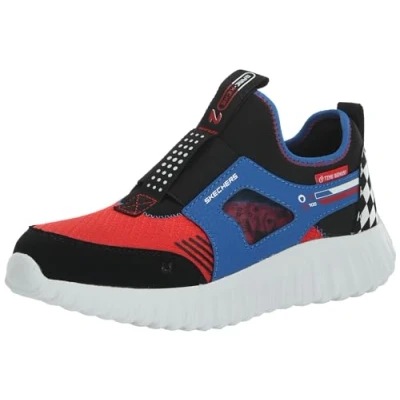 Abbildung von Skechers Boys Sneaker, Blue Synthetic/Red Textile/Multi Trim, 43 EU