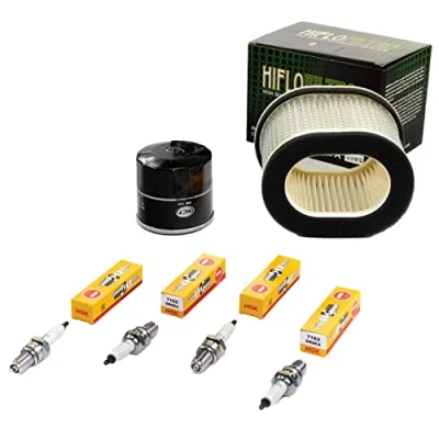 Abbildung von Wartungspaket Luftfilter + Ölfilter Zündkerzen für Yamaha YZF 1000 R Thunder Ace 4SV 4VD Baujahr 1996 2001