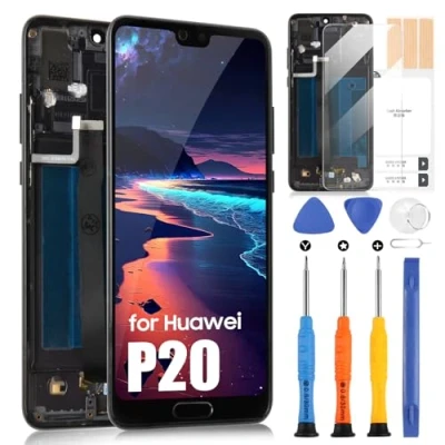Abbildung von LCD Display für Huawei P20 Bildschirm EML AL00 L09 L22 L29 Ersatz Touchscreens Assembly mit Reparatur Set (Schwarz Rahmen)