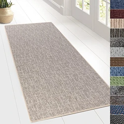 Abbildung von KARAT Teppich Läufer für Küche, Flur &amp; Wohnraum Teppichläufer auf Maß Meterware Flurteppich Küchenläufer Wohnzimmer (80 x 350 cm, Alto Silber)