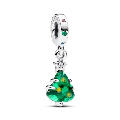 Abbildung von PANDORA Moments Funkelnder Weihnachtsbaum Charm Anhänger aus Sterling Silber mit Zirkonia, Kompatibel Armbändern, 792983C01