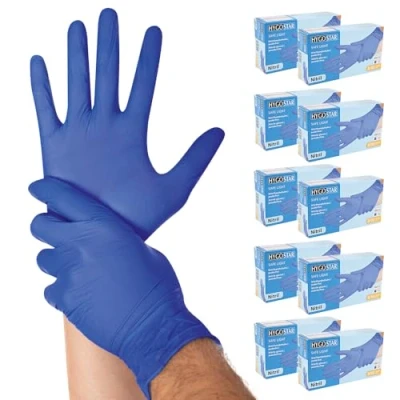 Abbildung von FRANZ MENSCH Hygostar Nitrilhandschuhe Safe Light puderfrei, Karton, kobaltblau, 7/S, 24cm, 1000 Stück, Einweghandschuhe, Einmalhandschuhe, in Gr. XS, S, M, L, XL &amp; XXL