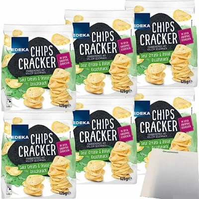 Abbildung von EDEKA Chips Cracker Sour Cream&amp;Onion 6er Pack (6x125g Packung) + usy Block