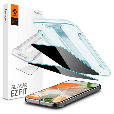 Abbildung von Spigen Glas.tR EZ Fit Sichtschutz Schutzfolie kompatibel mit Google Pixel 9, 9 Pro, 2 Stück, Privacy Schutz, Kratzfest, 9H Härte Folie