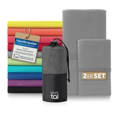 Abbildung von Blumtal Sporthandtuch Mikrofaser Handtücher Set, (2 St), Ultra leicht, kompakt &amp; schnelltrocknend