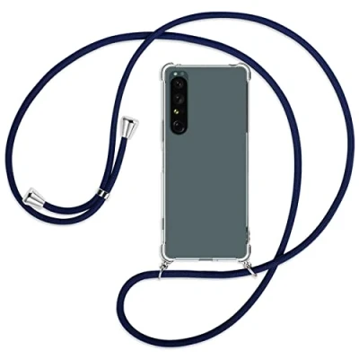 Abbildung von mtb more energy® Handykette kompatibel mit Sony Xperia 1 IV (6.5&#039;&#039;) dunkelblau Smartphone Hülle zum Umhängen Anti Shock Full TPU Case