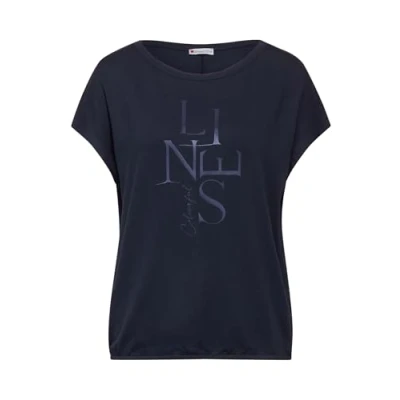 Abbildung von Street One Glitzer Wording Tshirt print, Damen, Größe: 38, Blau