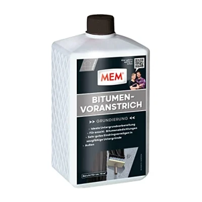 Abbildung von MEM Bitumen Voranstrich, Gutes Eindringvermögen, Optimale Haftung, Gebrauchsfertig, Einfach zu verarbeiten, Lösemittelfrei, 1 l, Dunkelbraun