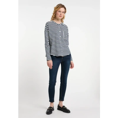 Abbildung von DREIMASTER maritim Damen Sweatjacke XS / Marineweiß 95% Baumwolle 5% Elasthan