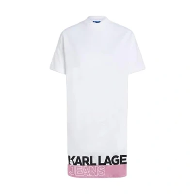 Abbildung von Karl Lagerfeld Jeans Regular LOGO TEE Dress Jerseykleid, Damen, Größe: Small, White