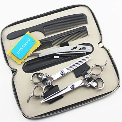 Abbildung von JIESENYU Friseurscheren Haarschere Haarschneideschere Schere Haare Schneiden Set 6 zoll Edelstahl mit Lederetui profi Haarschnitt für Damen und Herren