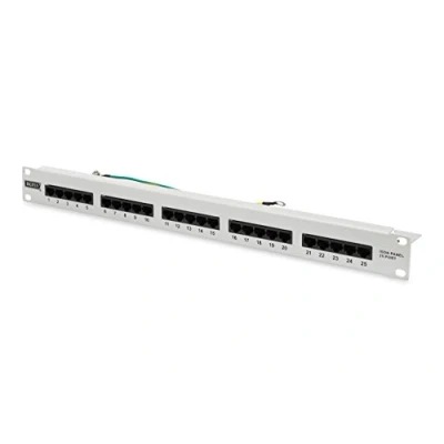 Abbildung von DIGITUS Patchpanel 19 Zoll Cat 3 Für ISDN 25 Port RJ45 Ungeschirmt Patch Feld Rack Montage 1HE Grau