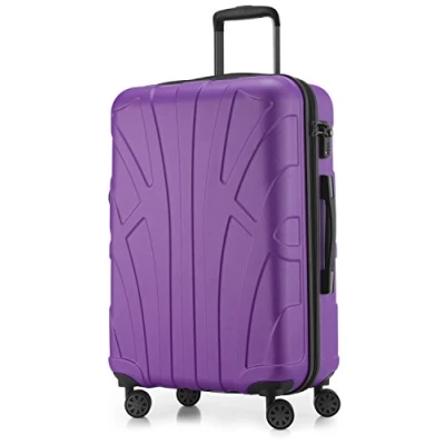 Abbildung von SUITLINE Hartschalen Koffer Trolley Rollkoffer Reisekoffer, TSA, 66 cm, ca. 58 Liter, 100% ABS Matt, Lila/Aubergine