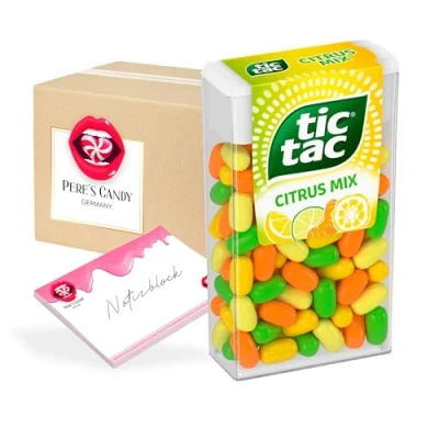 Abbildung von Tic Tac Citrus Mix 24 Pack (24 x 18 g) 432g Süßigkeiten im praktischen von Pere&#039;s Candy® Box mit Geschenk