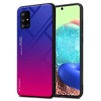Abbildung von Cadorabo Hülle kompatibel mit Samsung Galaxy A71 5G Schutzhülle TPU Silikon Case Glas Slim Kratzfest Weiche Gummi Rundumschutz für in Schwarz