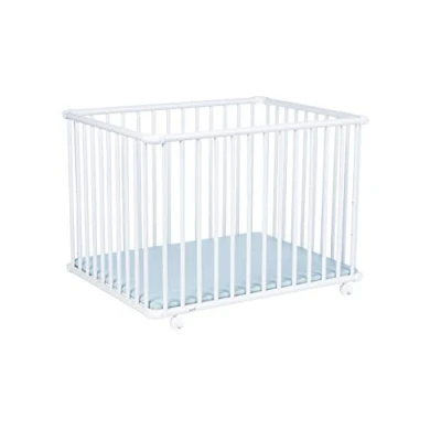 Abbildung von Geuther Laufstall Belami Plus einfach zerlegbares Laufgitter, TÜV geprüft, aus Holz in Weiß, Dekor: Mint, Größe: 76 cm x 97