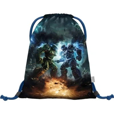 Abbildung von Baagl Sportbeutel Turnbeutel Gymsack Sporttasche Tagesrucksack Roboter für Kinder, Größe: One Size, Schwarz