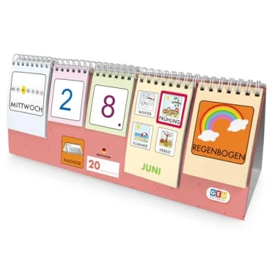 Abbildung von Kinder Kalender für Lernen und Spaß Zeitlos gestaltet mit Piktogrammen. Mein Erster Montessori. Wochentage Monate. Jahre Jahreszeiten (Deutsch)