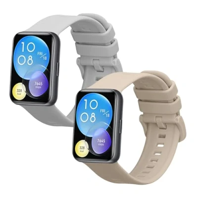 Abbildung von kwmobile 2x Sportarmband kompatibel mit Huawei Watch Fit 2 Armband Fitnesstracker Band Set aus TPU Silikon