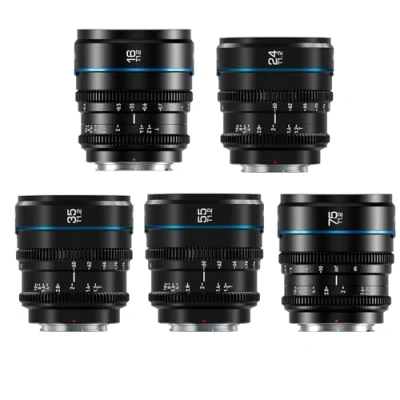 Abbildung von SIRUI Night Walker T1.2 S35 Cine Objektiv Set, 16 mm, 24 35 55 75 mm große Blende, manueller Fokus, M4/3 Mount, Schwarz, MS 5SMB