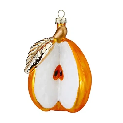 Abbildung von Inge Glas 11cm Birne Weihnachtskugeln Früchte Obst Gold gelb