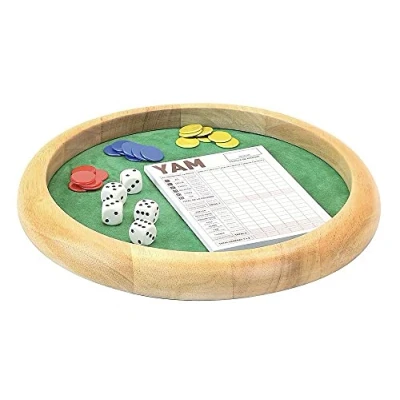 Abbildung von Jeujura Holz Yam 421: Holzbahn mit 5 Würfeln, 21 Chips und 1 Block von L&#039;Spielbaum, Gesellschaftsspiel, Mindestalter: 3 Jahre, 66470