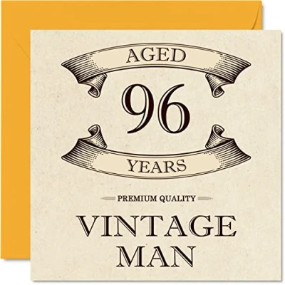 Abbildung von Geburtstagskarte zum 96. Geburtstag für Männer im Alter von 96 Jahren lustige Opa, Vater, Ehemann, Onkel, Bruder, Großvater, 145 mm x Grußkarten,